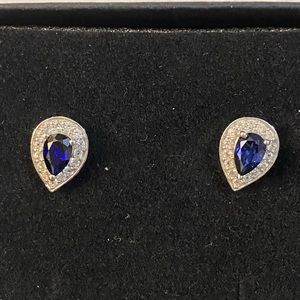 Diamond and sapphire tear drop earrings